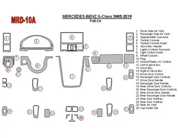 Mercedes Benz G Class 2002-UP Full Set, OEM Compliance, 25 Parts set Interior BD Dash Trim Kit - 1 - Interior Dash Trim Kit