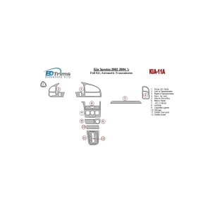 Kia Spectra 2002-2004 Full Set, Automatic Gear Interior BD Dash Trim Kit