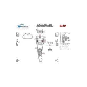 Kia Spectra 2004-2006 Full Set, Automatic Gear Interior BD Dash Trim Kit