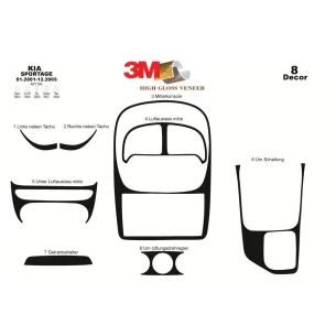 Kia Sportage 01.01-12.05 3D Interior Dashboard Trim Kit Dash Trim Dekor 8-Parts