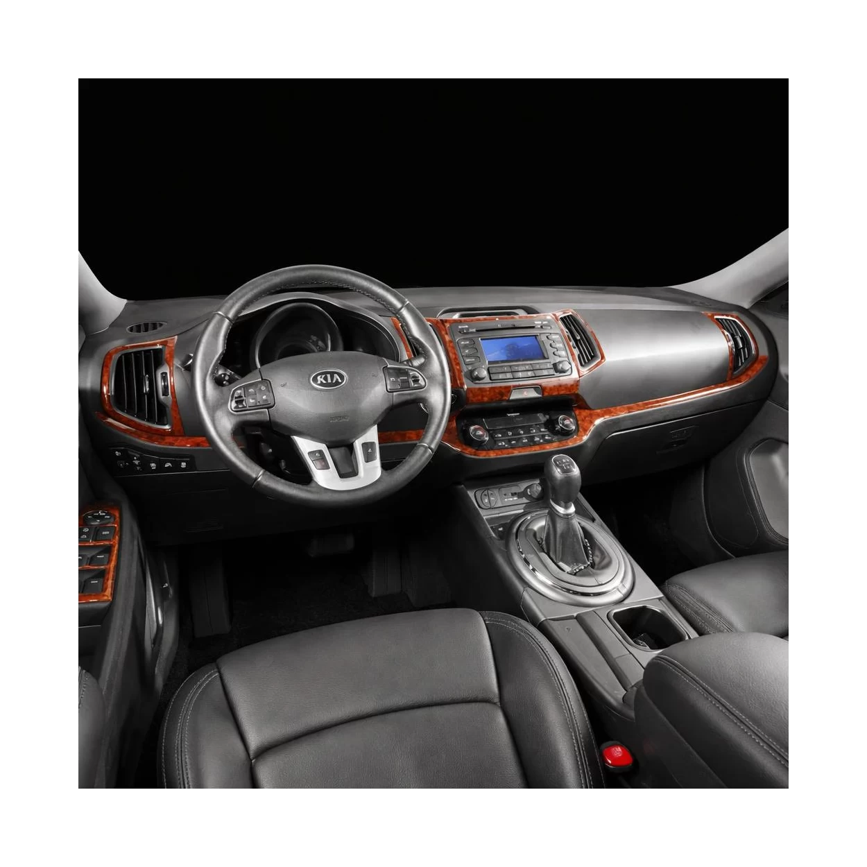 Kia Sportage 01.2011 3D Interior Dashboard Trim Kit Dash Trim Dekor 15-Parts
