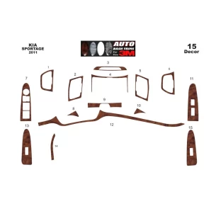 Kia Sportage 01.2011 3D Interior Dashboard Trim Kit Dash Trim Dekor 15-Parts 2