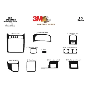Kia Sportage 09.99-05.03 3D Interior Dashboard Trim Kit Dash Trim Dekor 10-Parts