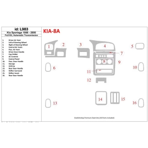 Kia Sportage 1998-2000 Full Set, Automatic Gear Interior BD Dash Trim Kit 2