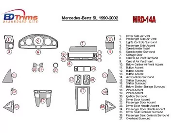Mercedes Benz R129 SL Class 1990-2002 Full Set Interior BD Dash Trim Kit - 2 - Interior Dash Trim Kit