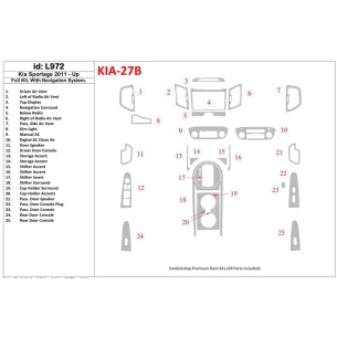 KIA Sportage 2011-UP Full Set, With NAVI system Interior BD Dash Trim Kit 2