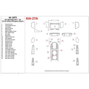 KIA Sportage 2011-UP Full Set, Without NAVI system Interior BD Dash Trim Kit 2