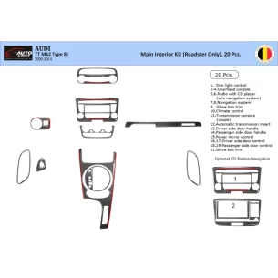 Audi TT 2008-2014-Roadster 3D Interior Dashboard Trim Kit WHZ Dash Trim Dekor 20-Parts 2
