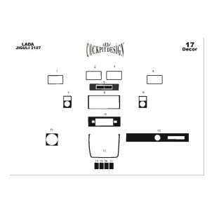Lada Jiguli 2107 1980 3D Interior Dashboard Trim Kit Dash Trim Dekor 17-Parts
