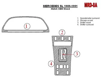 Mercedes Benz SL R129 Class 1989-1991 Full Set Interior BD Dash Trim Kit - 2 - Interior Dash Trim Kit