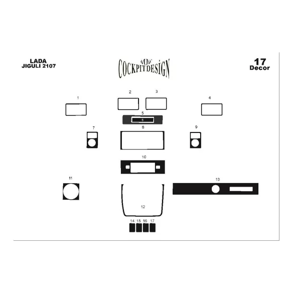 Lada Jiguli 2107 1980 3D Interior Dashboard Trim Kit Dash Trim Dekor 17-Parts