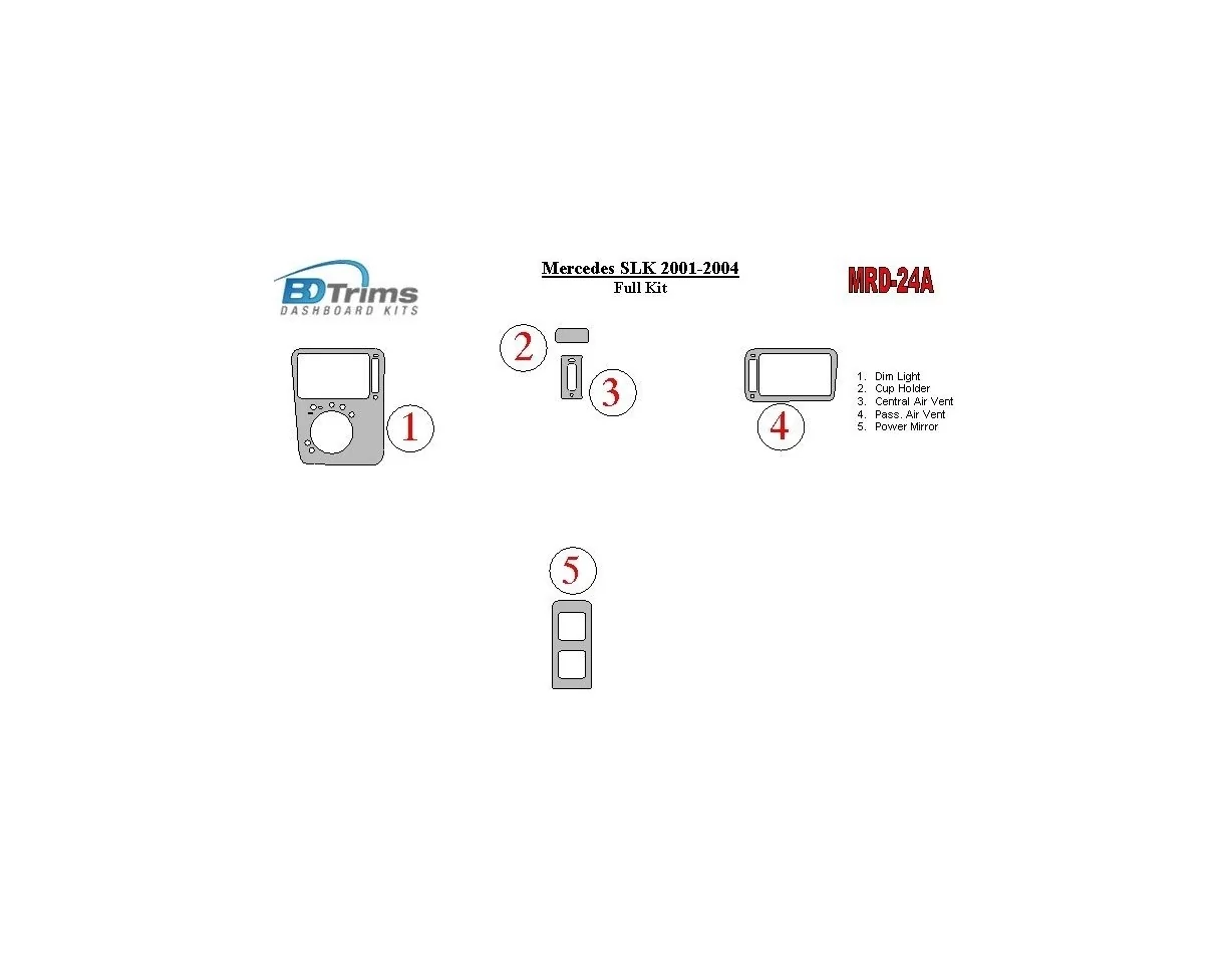 Mercedes Benz SLK 2001-2004 Full Set Interior BD Dash Trim Kit - 1 - Interior Dash Trim Kit