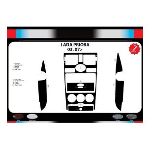 Lada Priora 03.2007 3D Interior Dashboard Trim Kit Dash Trim Dekor 7-Parts 2