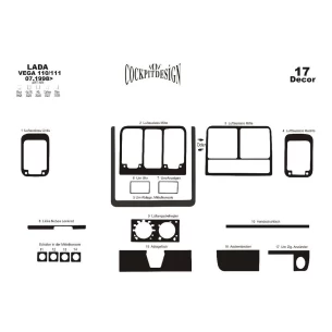 Lada Vega 2110-2111 07.1998 3D Interior Dashboard Trim Kit Dash Trim Dekor 16-Parts 2