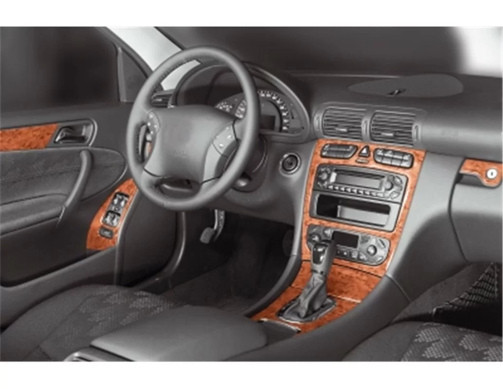 Mercedes C-Class W203 05.00-12.06 3D Interior Dashboard Trim Kit Dash Trim Dekor 16-Parts - 1 - Interior Dash Trim Kit
