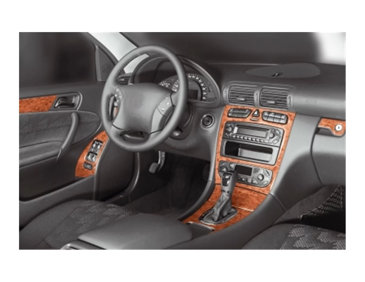 Mercedes C-Class W203 05.00-12.06 3D Interior Dashboard Trim Kit Dash Trim Dekor 16-Parts - 1 - Interior Dash Trim Kit