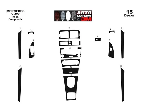 Mercedes C-Class W203 05.2005 3D Interior Dashboard Trim Kit Dash Trim Dekor 15-Parts
