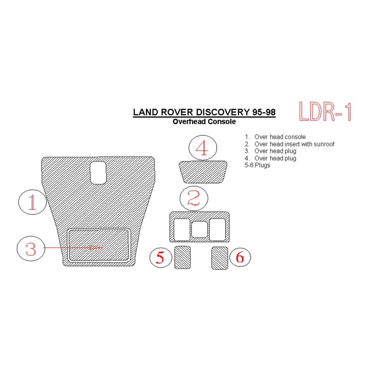 Land Rover Discovery 1995-1998 Overhead Interior BD Dash Trim Kit