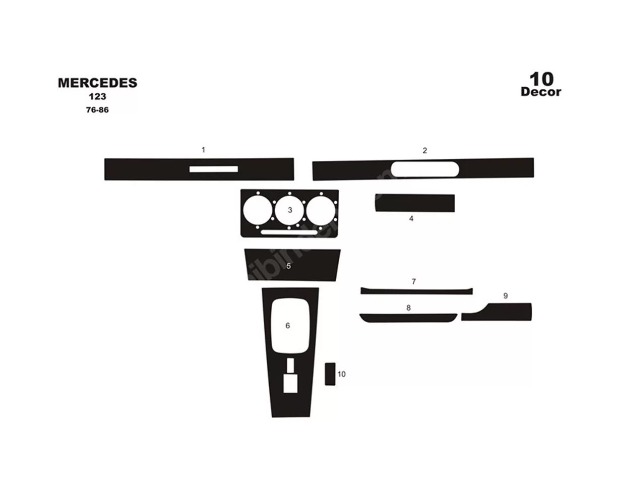 Mercedes E-Class W123 01.76-01.86 3D Interior Dashboard Trim Kit Dash Trim Dekor 10-Parts - 1 - Interior Dash Trim Kit
