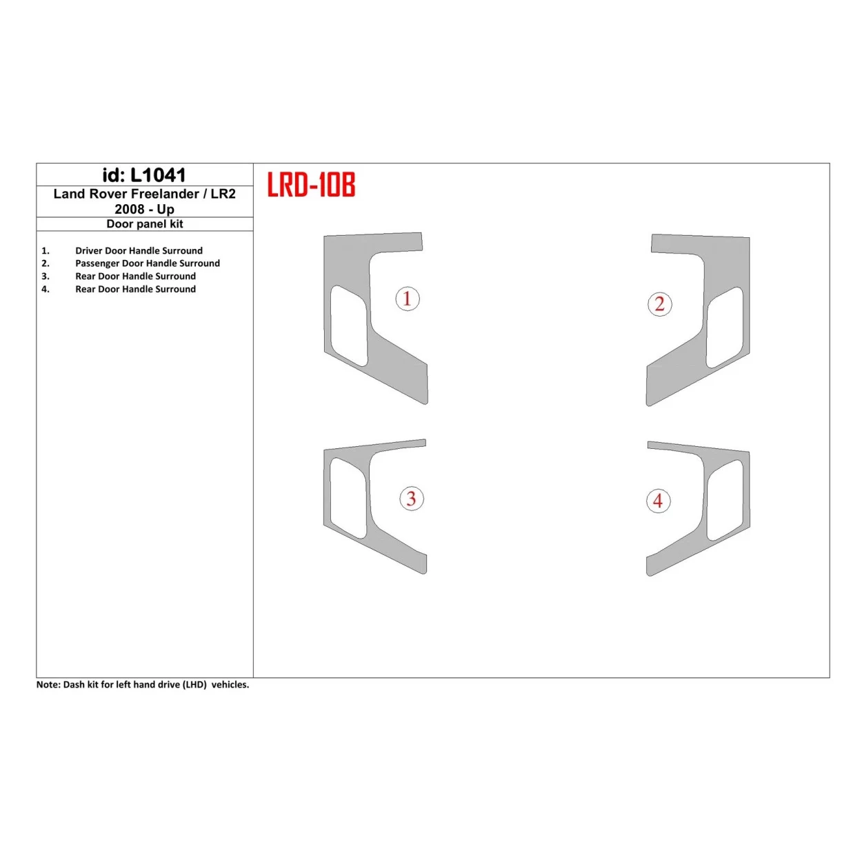 Land Rover Freelander 2 2008-UP Door panels Interior BD Dash Trim Kit