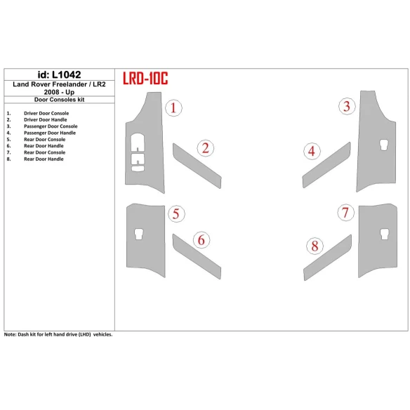 Land Rover Freelander 2 2008-UP doors colsole Interior BD Dash Trim Kit