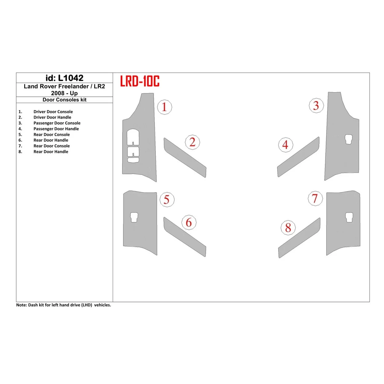 Land Rover Freelander 2 2008-UP doors colsole Interior BD Dash Trim Kit