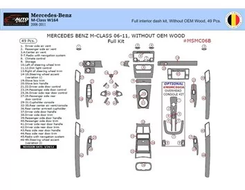 Mercedes ML-Class W164 2006-2011 3D Interior Dashboard Trim Kit Dash Trim Dekor 49-Parts - 1 - Interior Dash Trim Kit