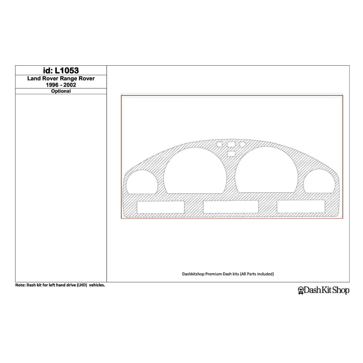 Land Rover Range Rover 1996-2002 Cluster, 1 Pc Interior BD Dash Trim Kit
