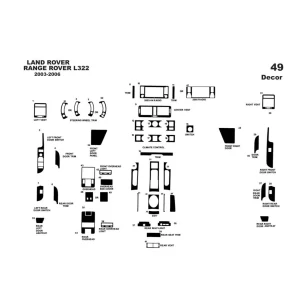 Land Rover Range Rover 2003-2006 3D Interior Dashboard Trim Kit Dash Trim Dekor 49-Parts 2