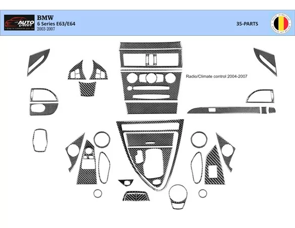 BMW 6-Series E 63 2004-2008 3D Interior Dashboard Trim Kit Dash Trim Dekor 34-Parts - 1 - Interior Dash Trim Kit