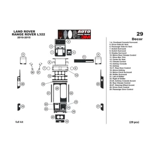 Land Rover Range Rover 2010-2015 3D Interior Dashboard Trim Kit Dash Trim Dekor 29-Parts 2