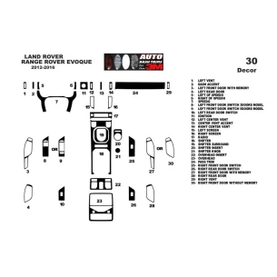 Land Rover Range Rover Evoque 2012-2016 3D Interior Dashboard Trim Kit Dash Trim Dekor 30-Parts 2
