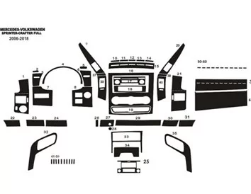 Mercedes Sprinter W906 04.2015 3D Interior Dashboard Trim Kit Dash Trim Dekor 51-Parts - 4 - Interior Dash Trim Kit