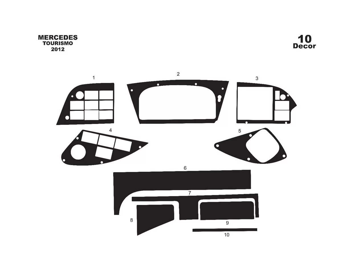 Mercedes Tourismo 01.2011 3D Interior Dashboard Trim Kit Dash Trim Dekor 10-Parts - 1 - Interior Dash Trim Kit