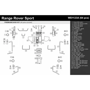 Land Rover Range Rover Sport 2014-2016 3D Interior Dashboard Trim Kit Dash Trim Dekor 58-Parts 2