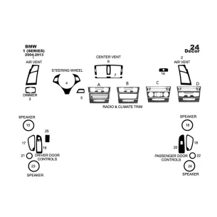 BMW 1 Series E81 E88 2004-2011 Interior Dashboard Trim Kit 2