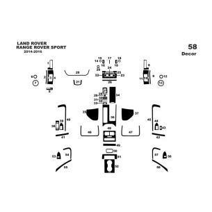 Land Rover Range Rover Sport 2014-2016 3D Interior Dashboard Trim Kit Dash Trim Dekor 58-Parts