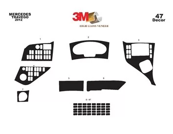 Mercedes Travego 01.2011 3D Interior Dashboard Trim Kit Dash Trim Dekor 47-Parts