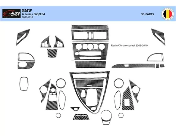 BMW 6-Series E 63 2008-2010 3D Interior Dashboard Trim Kit Dash Trim Dekor 34-Parts - 1 - Interior Dash Trim Kit