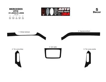 Mercedes Vito W639 01.04-01.06 3D Interior Dashboard Trim Kit Dash Trim Dekor 3-Parts