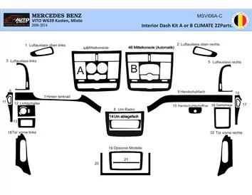 Mercedes Vito W639 01.2006 3D Interior Dashboard Trim Kit Dash Trim Dekor 22-Parts - 1 - Interior Dash Trim Kit
