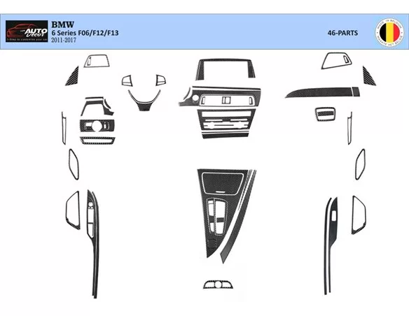 BMW 6-Series F12 F13 2011-2017 3D Interior Dashboard Trim Kit Dash Trim Dekor 46-Parts - 1 - Interior Dash Trim Kit
