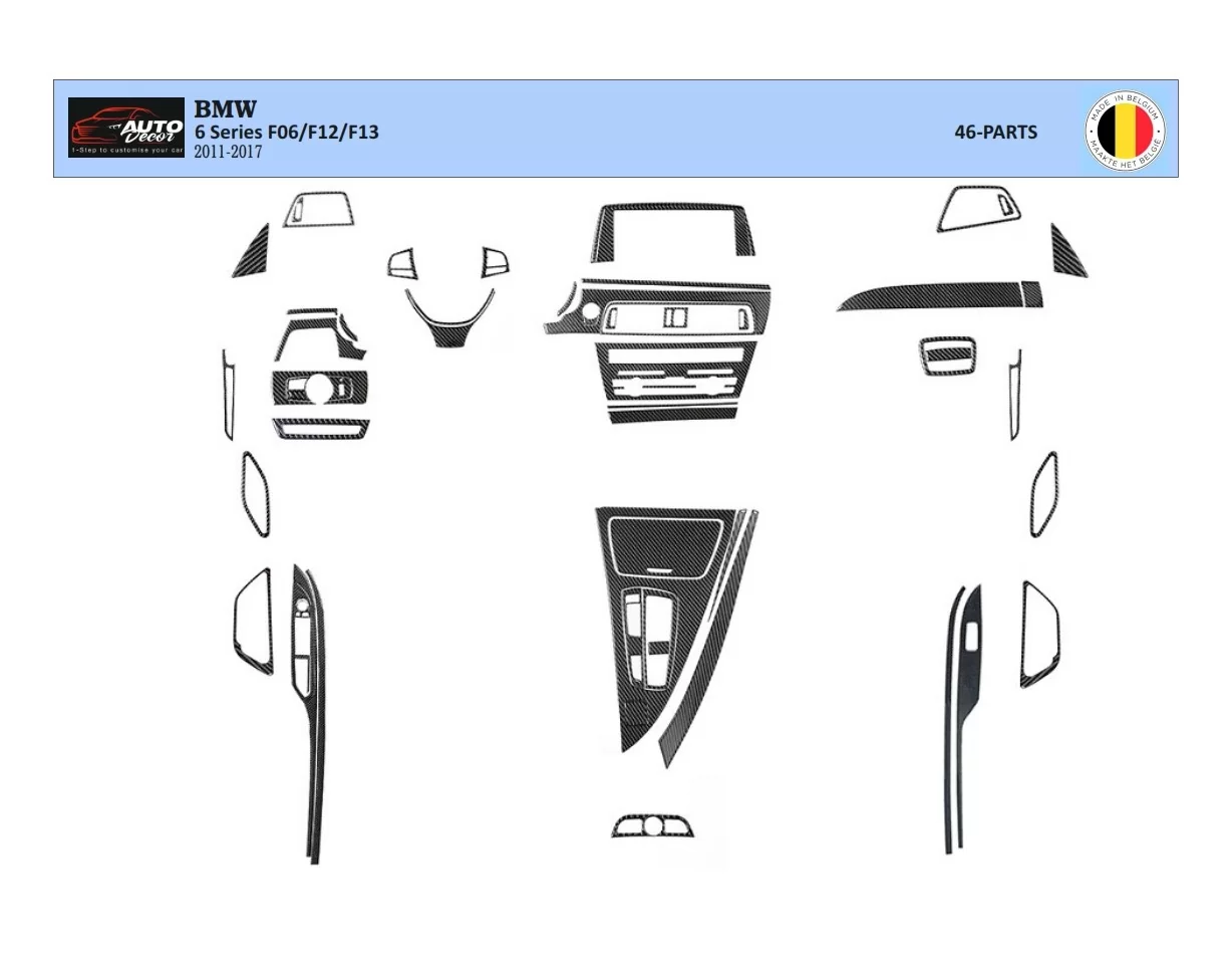 BMW 6-Series F12 F13 2011-2017 3D Interior Dashboard Trim Kit Dash Trim Dekor 46-Parts - 1 - Interior Dash Trim Kit