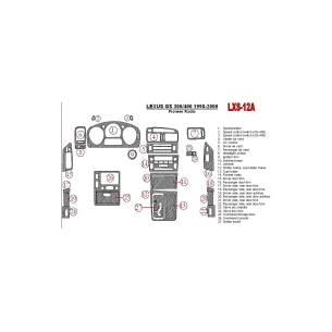 Lexus GS 1998-2000 Pioneer Radio, OEM Compliance,26 Parts set Interior BD Dash Trim Kit