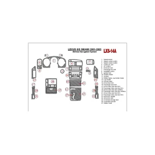 Lexus GS 2001-2005 Without NAVI system, OEM Compliance Interior BD Dash Trim Kit