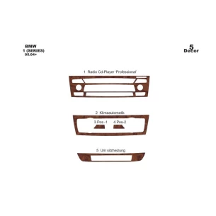 BMW 1 Series E87 3 Series E90 2004 3D Interior Dashboard Trim Kit Dash Trim Dekor 5-Parts 2