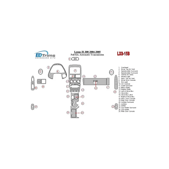Lexus IS 2004-2005 Full Set, Automatic Gear Interior BD Dash Trim Kit