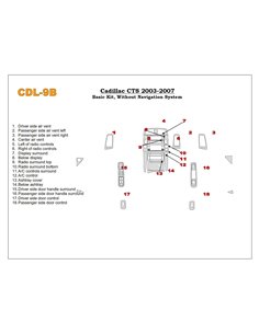 Cadillac CTS 2003-2007 Basic Set, 18 Parts set Interior BD Dash Trim Kit 2