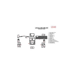 Lexus LS-400 1995-1997 Nakamichi Radio, OEM Compliance, 6 Parts set Interior BD Dash Trim Kit
