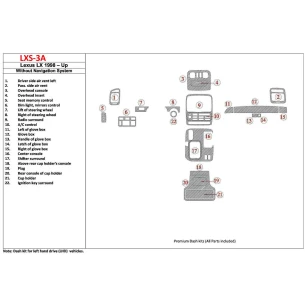 Lexus LX-470 1998-UP Without NAVI system, 22 Parts set OEM Compliance Interior BD Dash Trim Kit 2